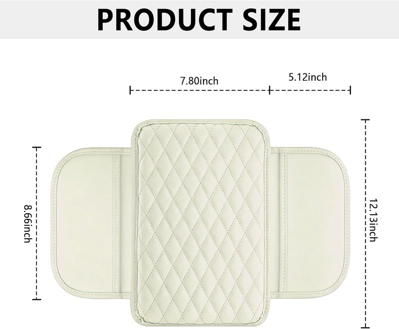 Stacool غطاء مركز التحكم في السيارة المحسن، غطاء مسند الذراع من الجلد المصنوع من الألياف الدقيقة مع 2 حقيبة تخزين، صندوق تخزين مسند الذراع العالمي لملحقات الداخلية لمعظم المركبات (كريم) - Image 2